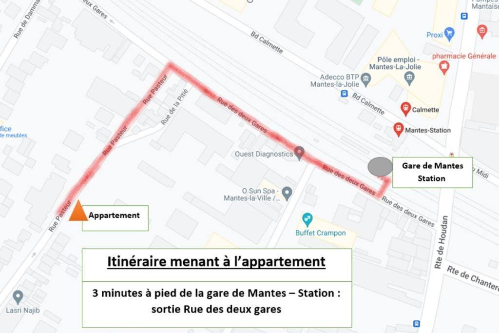 Appartement F2 de haut standing en hypercentre avec jardin privé à 270 m de la Gare de MANTES ! Extérieur photo